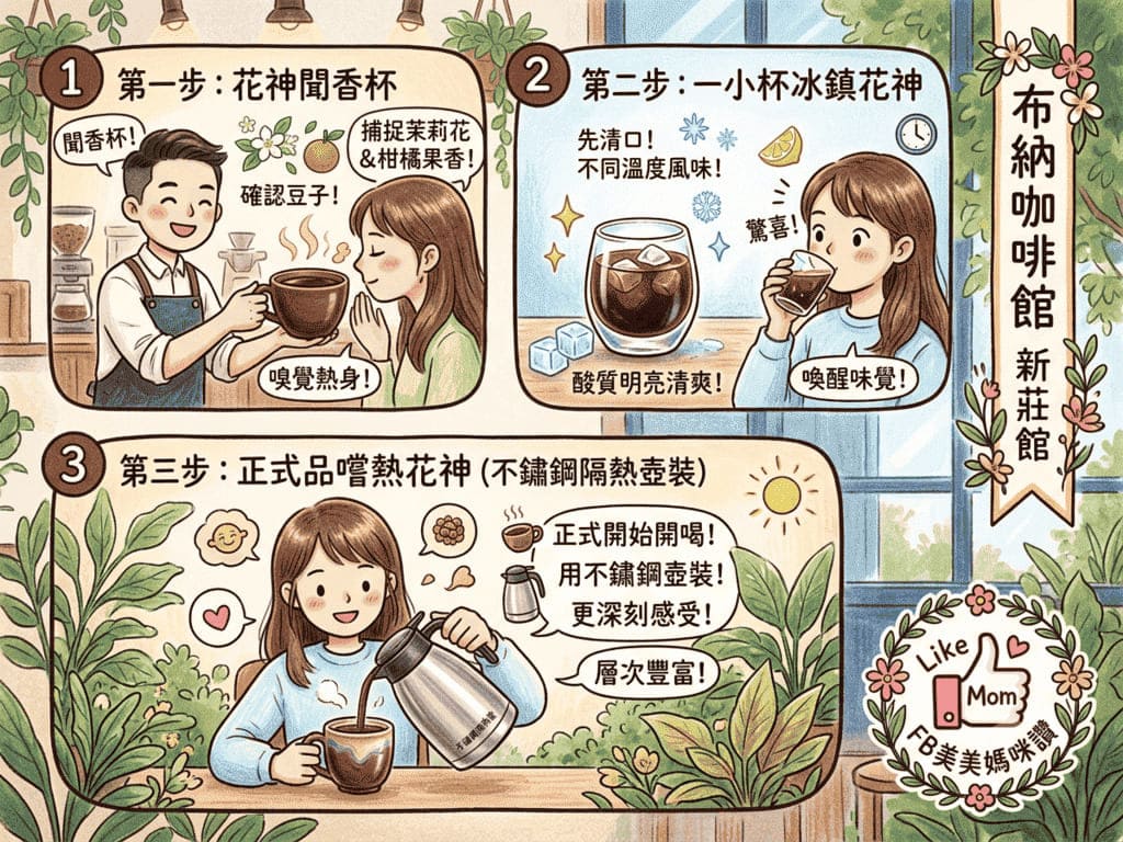【新莊美食】布納咖啡館新莊館｜城市裡的綠洲咖啡廳，點手沖花神咖啡竟然還有超驚豔的「一豆三體驗」儀式感！ @About Hsuan美美媽咪親子美食旅遊
